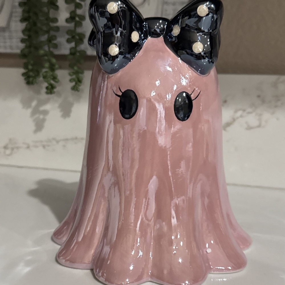 Ghost Pink Iridescent with Polka Dots Bow - Picture 2 of 4